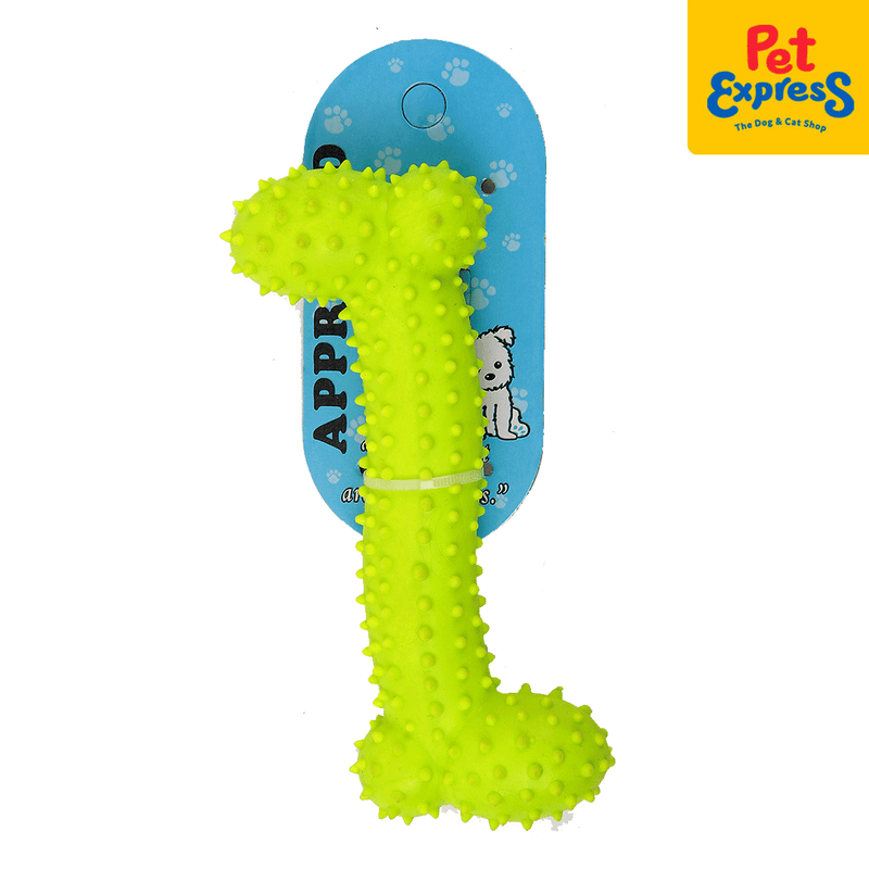 Approved Teether Bone with Spike Dog Toy 6 inches Yellow Green_main