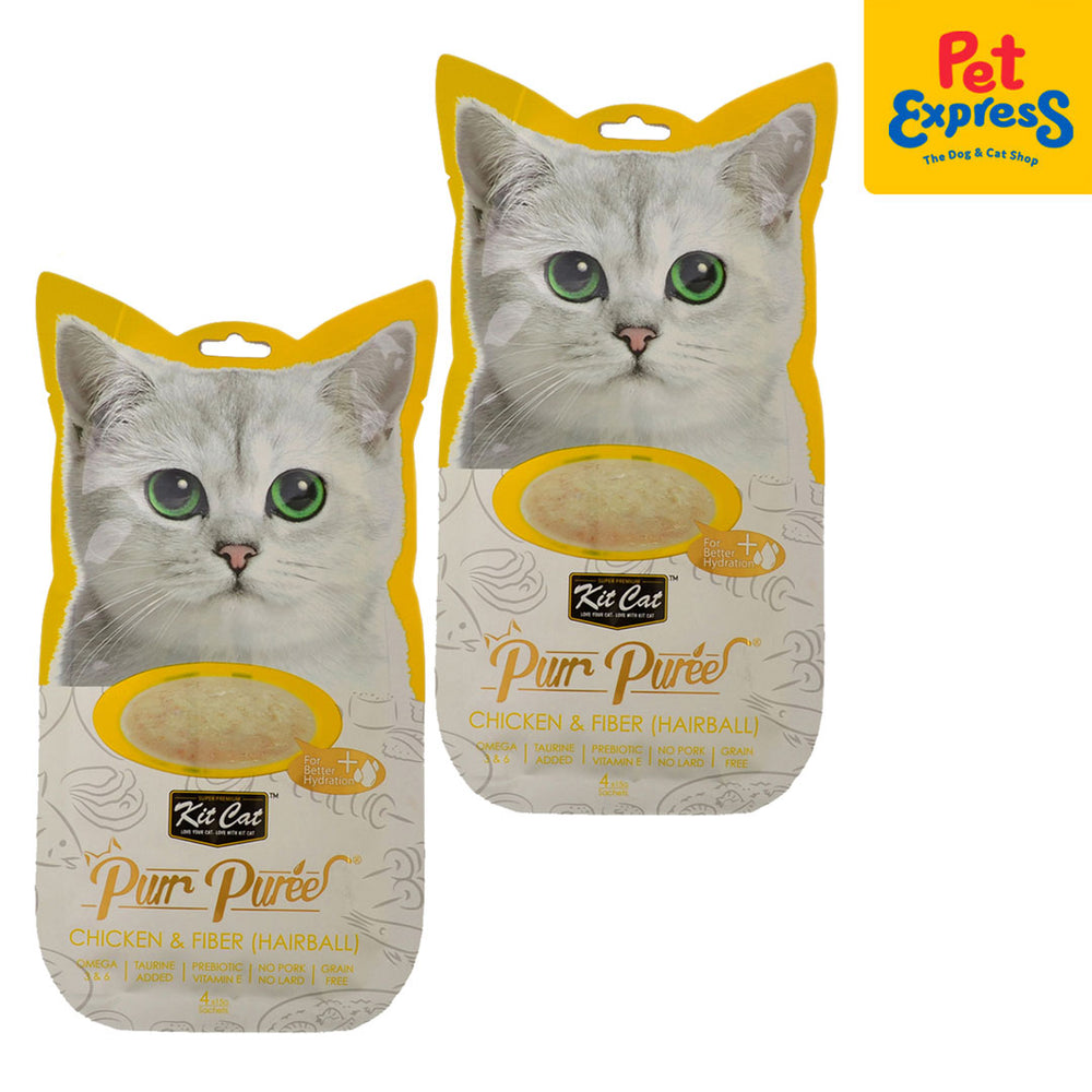 Kit Cat Purr Purees Chicken Fiber 4x15g 2 packs Pet Express