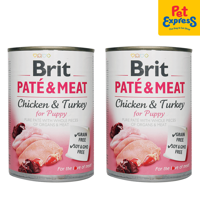 Brit Pate and Meat Puppy Chicken and Turkey Wet Dog Food 400g (2 cans)