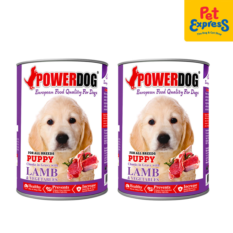 Power Dog Puppy Chunks in Gravy with Lamb and Vegetables Wet Dog Food 405g (2 cans)