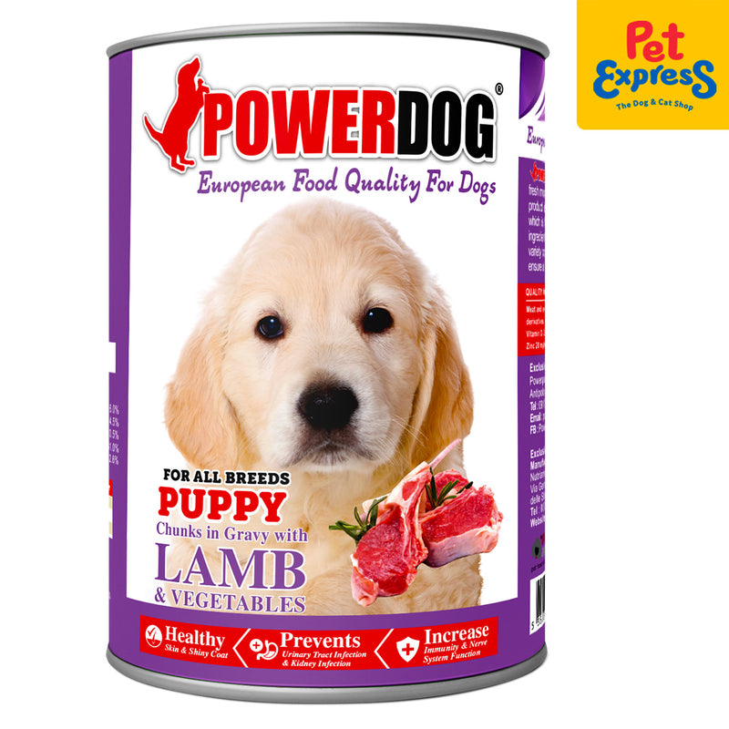 Power Dog Puppy Chunks in Gravy with Lamb and Vegetables Wet Dog Food 405g (2 cans)