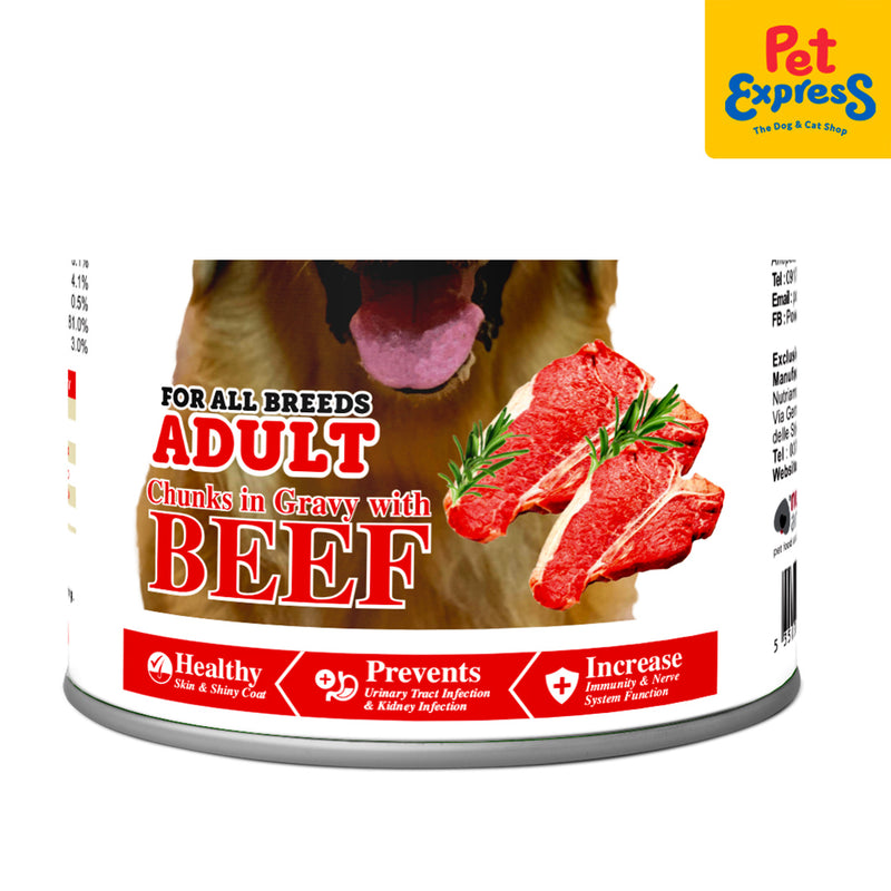 Power Dog Adult Chunks in Gravy with Beef Wet Dog Food 405g (2 cans)