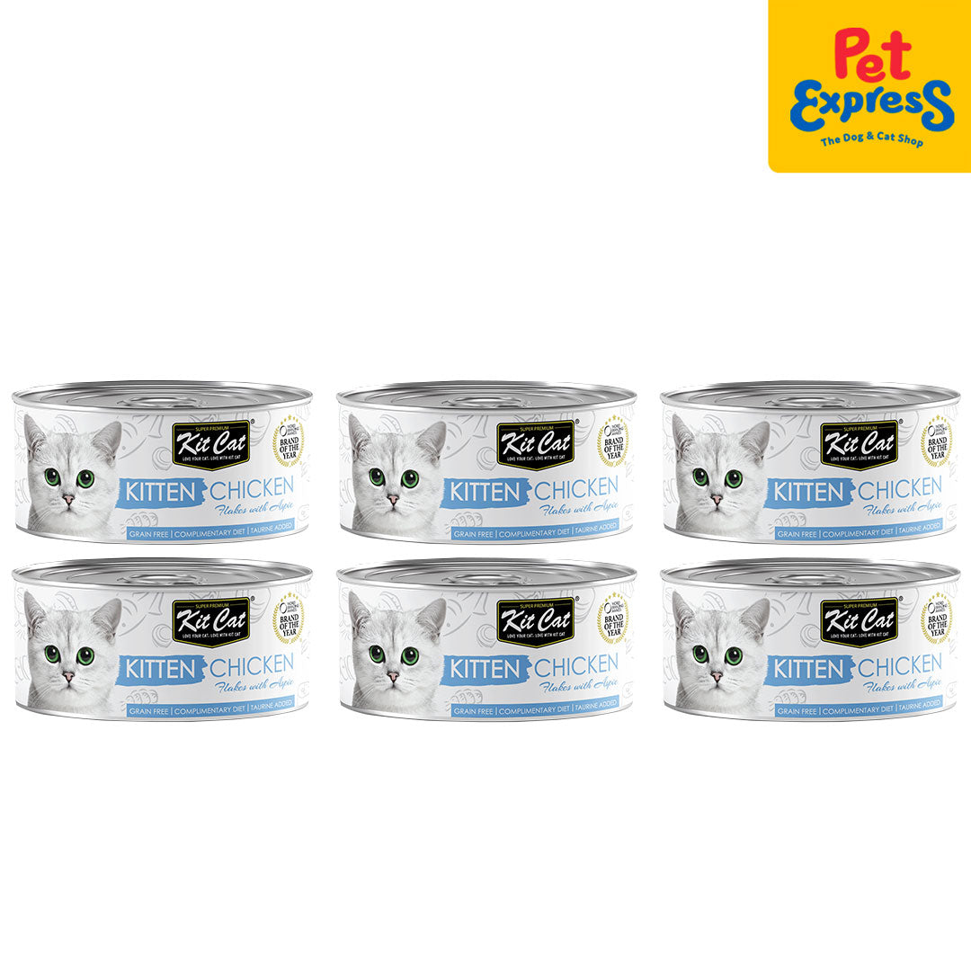 Kit Cat Kitten Chicken Flakes with Aspic Wet Cat Food 80g (6 cans)