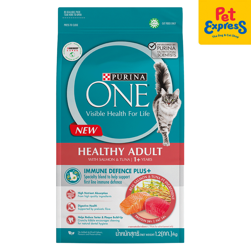 Purina One Healthy Adult Salmon and Tuna Dry Cat Food 1.2kg