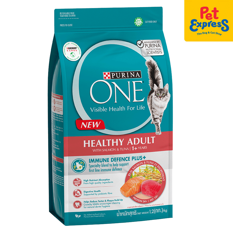 Purina One Healthy Adult Salmon and Tuna Dry Cat Food 1.2kg