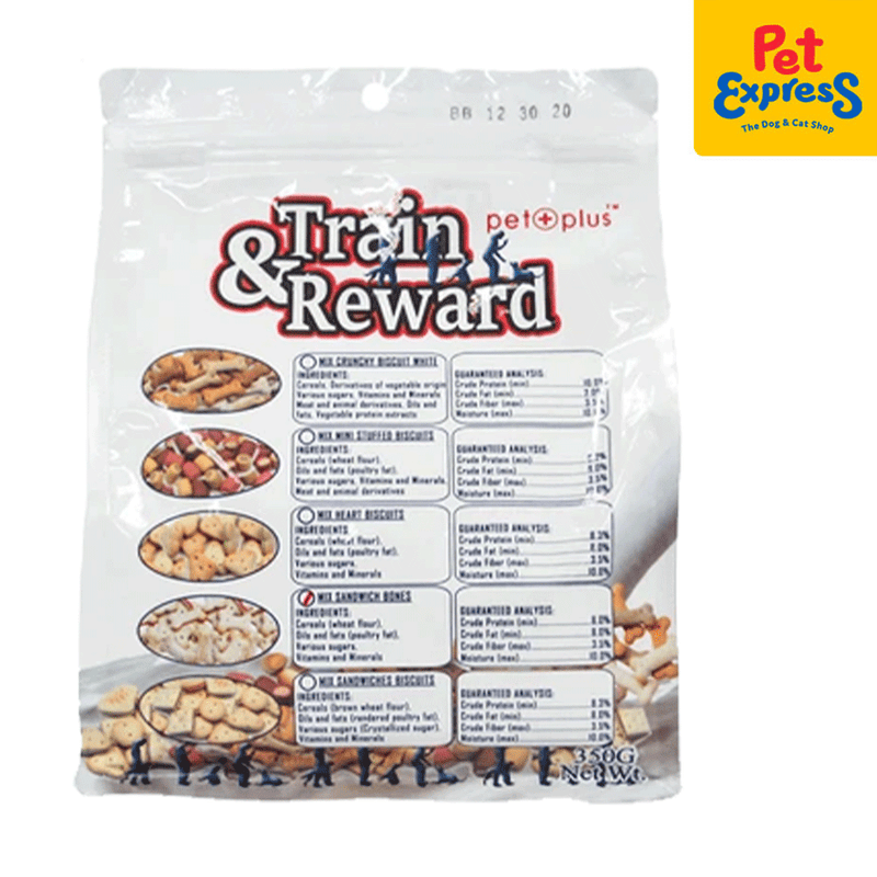 Pet Plus Train and Reward Mix Sandwich Bones Dog Treats 350g