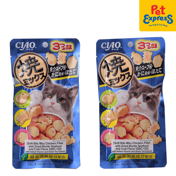 Inaba Soft Bits Mix Chicken Fillet with Dried Bonito Seafood Crab